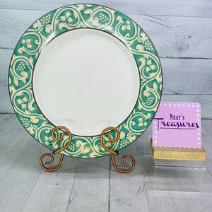 Sango PAVILLION 4856 Green Tan Scrolls Cream Center Ceramic 12" Serving Platter